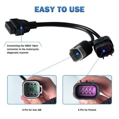 2 In 1 OBD2 Diagnostic Cable For ATV UTV 6 Pin And 8 Pin Adapters Compatible With Polaris Can Am RZR Ranger Sportsman Ace And More