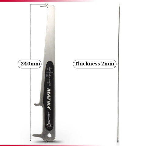 CC-4 Bike Chain Wear Gauge And Checker Tool in stainless steel, 240mm long and 2mm thick, for accurate chain wear readings.