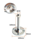 4 Pack Adjustable Threaded Leveling Feet With 100mm Base, Tough As Nails Swivel Levelers For Tables, Chairs, Desks, Shelves And Industrial Equipment, Carbon Steel Construction, Easy Install And Smooth Height Adjustments. M30 threaded foot, 100mm base, 30mm height.