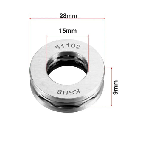 Thrust Ball Bearing Set 15mm Bore 28mm Outer 9mm Thick Chrome Steel AISI 52100 ABEC3 Single Row 2 Pack Built For Heavy Duty Machinery And DIY Projects With Smooth Operation And High Temperature Tolerance, 15x28x9mm bearing