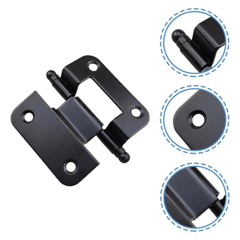 Front view of Uonlytech cabinet hinge, black metal with mounting plate and screw holes for residential cupboards and doors