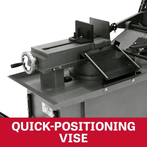 Heavy Duty Metal Cutting Band Saw Workhorse With 7 X 10-1/2 Inch Capacity, 0 To 45 Degree Miter Head, Horizontal And Vertical Setup, 1 HP Motor, 115/230V 1Ph, Hydraulic Downfeed For Smooth, Precise Cuts