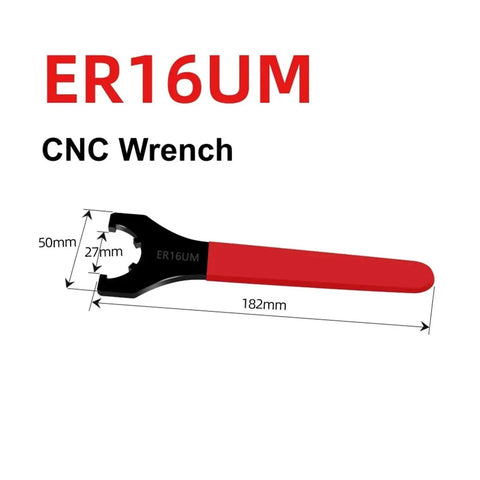 Heavy Duty ER Collet Spanner Wrench For ER16 ER20ER30ER40Chuck Nut Holder With Precision Grip For CNC Milling And Lathe Machine Tool Changes, ER16UM CNC wrench with red handle, 182mm.