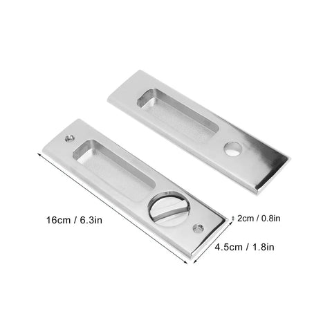 Recessed Handle Lock With Keys for Pocket Doors, Sliding Barn Doors, Cabinets, and Closets, Zinc Alloy Build, Flush Pull Design