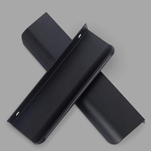Hidden Cabinet Pulls Set DIY Friendly Aluminum Edge Mount No Groove Invisible Drawer Handles 3.1in 80mm Black close-up image