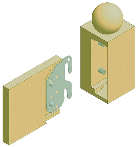 Built Like a Tank Wood Rail Hook Plates for Bed Frame Brackets and Headboard Footboard Replacement Crafted from 13 Gauge Steel Seven Hole Design Fits Most Wooden Beds Quick Fix Set of Four showing attachment mechanism and design.