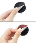 Hands holding 2 Inch Drill Sander Attachment With Backer Plate And One Quarter Inch Shank 100 Piece Sanding Discs Pad Kit for surfaces.