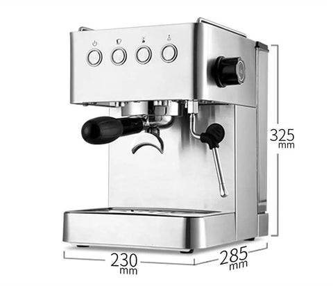 Semi Automatic Espresso Machine With Milk Frother For Home Barista Level Brews, 1.7 Liter Water Tank, 304 Stainless Brew Head, Silver