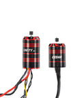 Unity24 Pro 3500Kv 2-In-1 Micro FOC Brushless System For Axial SCX24 RC Car, compact black and red electric motor and ESC
