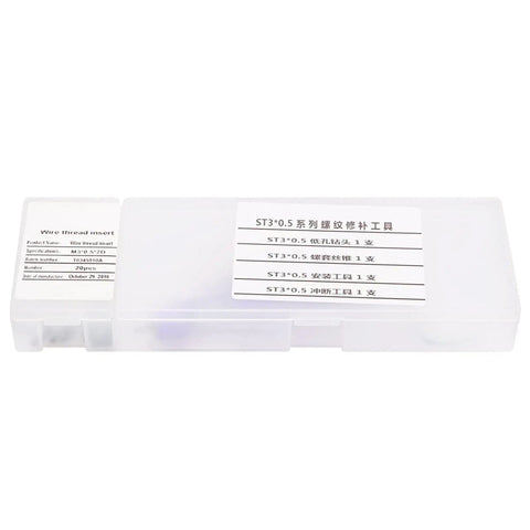 Engine Block Thread Repair Insert Kit M3 Thread for Steel Cast Iron and Aluminum, DIY Ready in plastic storage case.