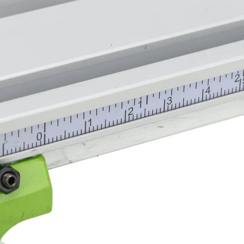 Close-up of the ruler and adjustment mechanism on the Heavy Duty Aluminum Cross Slide Table For Bench Drill Press.
