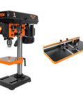 Smooth Rolling Five Speed Benchtop Drill Press Packing A Beefy 2.3 Amp Motor And Sturdy Cast Iron Base, with 24x12 upgrade table.