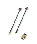 Osprey 2 Pack 150mm RHCP 5.8 GHz SMA RC FPV Antennas For Drones And Quadcopters With 2.82 dBi Gain Durable Wideband Coverage Beefy Build For Harsh Rigs Black showing two antennas and SMA connector on white background.