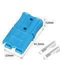Super Heavy Duty Forty Amp Two Pole Electro Forklift Battery Terminal Connector Fast Quick Connect Plug For Stackers And Electric Vehicles Safe High Current Six Hundred Volts Red Blue Gray Durable Reliable 2 Pack - blue plug with metal connectors