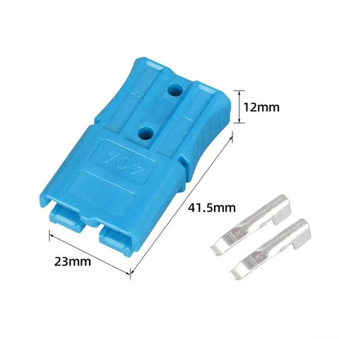 Super Heavy Duty Forty Amp Two Pole Electro Forklift Battery Terminal Connector Fast Quick Connect Plug For Stackers And Electric Vehicles Safe High Current Six Hundred Volts Red Blue Gray Durable Reliable 2 Pack - blue plug with metal connectors