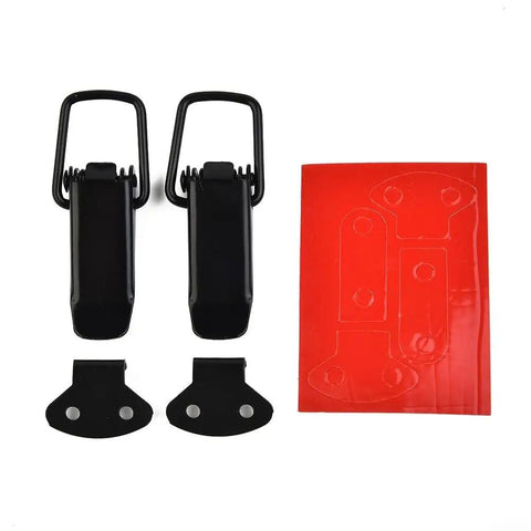 Black 80mm Quick Release Fastener Clips For Bumper, Trunk, And Hatch, Easy Install No Fuss Tool Free Access Pins, Secure Fit That Stops Rattle On Rough Roads, Pair, black clips and red backing