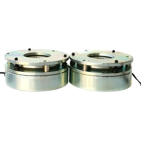 Two Amazon CZPBXOX micro power-loss electromagnetic brake units, round silver with flange mounting and central bore.