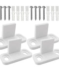 Barn Door Floor Guide for Smooth Sliding Doors, Bottom Guide Floor Mounted Closet Door Hardware With Screws, Keeps Doors From Swingin And Wobblin, Durable Steel Construction, Easy Install, showing white guides and screws