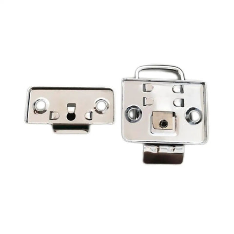 Heavy Duty Stainless Steel Spring Latch Hasps Lock for Belts and Backpacks shown in silver finish, including easy install parts.