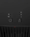 Close-up of control panel on Portable Ceramic Space Heater For Indoor Use With Three Heat Settings And Temperature Control.