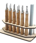 12 Piece Wood Carving Chisel Set With Storage Rack For Pumpkin Carving And Detail Work Multi Hole Woodworking Tools Kit