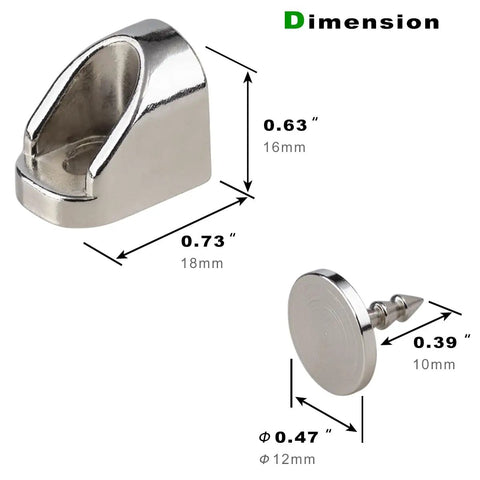 Dimensions of Premium Four Piece Magnetic Cabinet Door Catch Kit With Durable Iron Spur Mount And Classic Nickel Finish