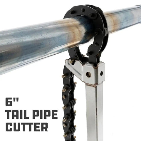 Heavy Duty Tail Pipe Cutter Snips Exhaust Tubes 3 5 To 6 Inches Wide No Sweat Operation Clean Square Cuts For Knotty Engine Bays Long Handle Lever Grease Monkey Auto Tool