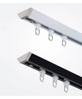 Built Like A Tank Single Track Sliding Barn Door Rail Kit Ceiling Mounted Aluminum Hidden Track System featuring black and white rails.