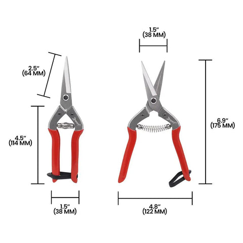 Harvest Shear For Garden And Floral Tasks With Dual Straight Edge Blades, Heat-Treated Stainless Steel, Rust Resistant Finish