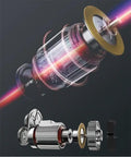 Electric motor assembly showcasing components and internal workings, designed for high performance applications.