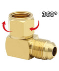 Beefy Brass 90 Degree Flare Elbow Fittings Three Eighths Inch Female Swivel To Three Eighths Inch Male Flare Connectors Heavy Duty Gas Line Fittings For Olympian Low Pressure Heaters Two Pack, 360° brass elbow