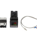 Industrial Digital Thermostat Kit With K Type Thermocouple Probe, SSR Included, Hardcore PID Temperature Controller For Heating Gear, Self-Tuning PID, 14-Bit Resolution, 0.5-Second Sampling, +-2C, shown with SSR and probe