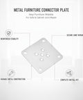 Heavy Duty Metal Furniture Connector Plate With Nuts For Sofa, Cabinet And Chair Assembly, Sturdy Bracket To Secure Flat Pack Furniture Joints