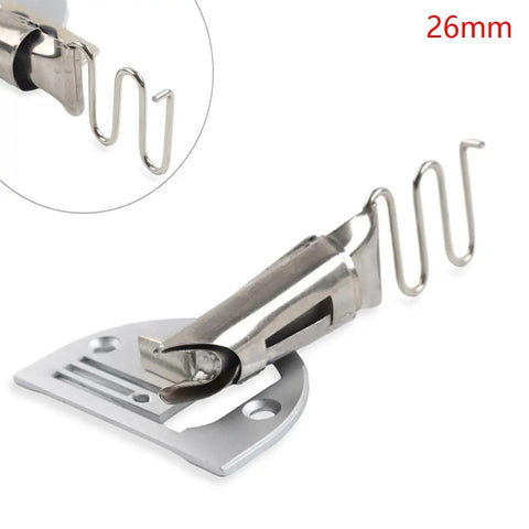 Wide Raw Edge Plain Tape Binder Attachment 26mm for Industrial Sewing Machines with metal coils on white background
