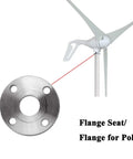 Image of 400W 800W Wind Turbine Flange Mounting Bracket Seat for quick install, showing metal flange and white turbine.