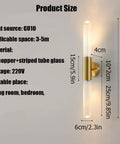 Wall Sconce Lights Indoor Bedroom Hallway GU10 2- Modern Long Brushed Middle Ages Brass Linear Clear Glass Copper Mount Lamp for Bedside Study Children's Room Bathroom size 6cm x 65cm