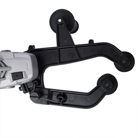 Powerful 1300W Pipe Belt Sander With Variable Speed Control For Polishing Metal Rust & Wood Finishing Handheld Tube Polisher Tool view of sander's underside and rollers.