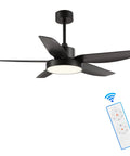 46 Inch Ceiling Fan With Light And Remote For Indoor Outdoor Use, Flush Mount Design With 3 Color LED Lighting, 5 Blades, 6 Speeds