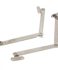 Two Pack Pro-Grade Stainless Steel Folding Pull Rods for cabinet doors with hinges and frames, heavy-duty hardware for home improvement.