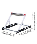 Tough As Nails Adjustable Cutting Machine Support Stand Made From Heavy Duty Stainless Steel With Foldable Table Saw Extension And Sturdy Material Holding Rack For No Sweat Job Site Prep dimensions 55-135mm height and 16.4cm width.