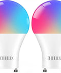GU24 Color Changing Smart Light Bulbs With Alexa And Google Assistant, 10W 900LM RGBCW LED Bulbs, two pack, colorful gradient