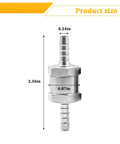 Built Tough One Way Check Valve Two Pack Quarter Inch Fuel Line Assembly Aluminum Alloy Body size dimensions shown