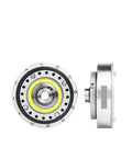 Front and side view of High Torque Strain Wave Gearbox HS 17 I Harmonic Drive SHF 17 I for precision positioning in robotics and automation.