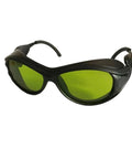 Top Shelf Ipl Safety Goggles With Uv400 And Od5 Plus Filter For 200Nm To 2000Nm Light Exposure Includes Ten Piece Bulk Pack For Salon Crews And Esthetic Pros Grind Proof Eye Shielding in black with green lenses.