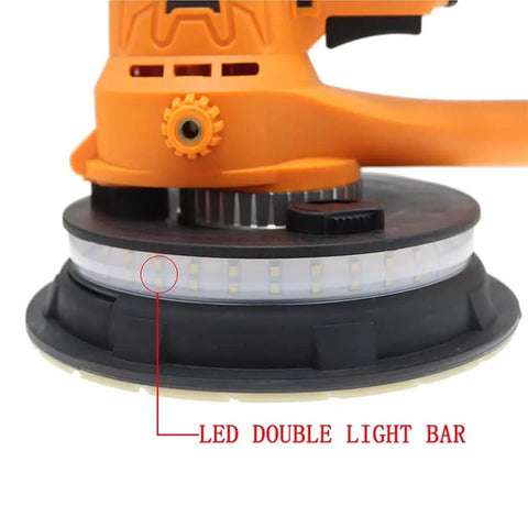 Smooth Operator Wall Grinder And Polishing Machine With Dust Free Self Absorption For Putty And Drywall Adjustable Speed Up To 2500 Rpm showing LED double light bar detail.