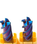 Two blue-purple coated 4-flute carbide end mills with yellow holders