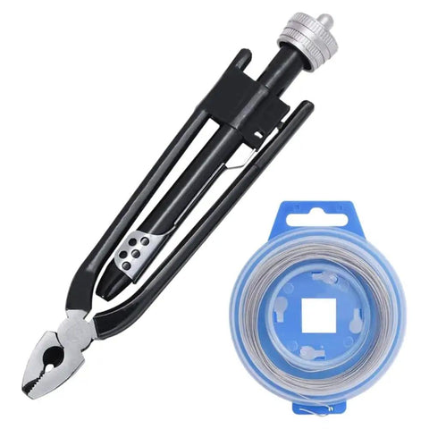 Six Inch Safety Wire Twisting Pliers With Ten Meter 0.5 Mm Steel Wire For Aircraft And Auto Industry Wiring displayed with wire spool