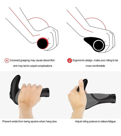 Ergonomic Bicycle Grips With Wide Palm Support 130 Mm Long Grippy Rubber Handlebar Grips With Aluminum Lock On Mechanism diagrams