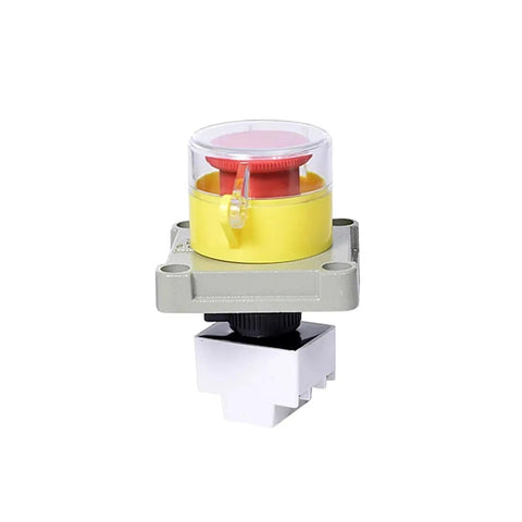 Industrial Explosion Proof Emergency Stop Button Switch With Protective Cover showing rugged aluminum shell and mounting base
