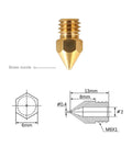 Brass nozzle with dimensions for Ender Series 3D Printer Tool Kit For Easy Maintenance Featuring Clog Poke, Shear Pliers, Allen Wrench